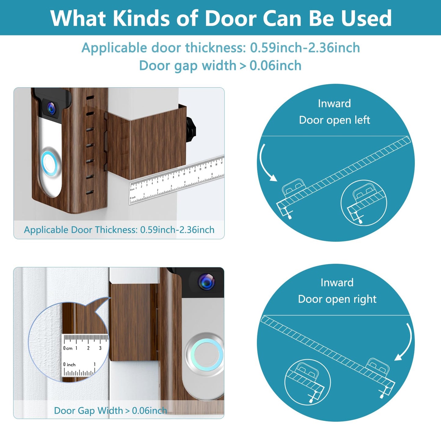 KIMILAR 2024 Upgrade Anti-Theft Video Doorbell Mount, Not Block Doorbell Motion Sensor, Adjustable No-Drill Mounting Bracket Wedge Holder Accessories for Home Rentals Office Room