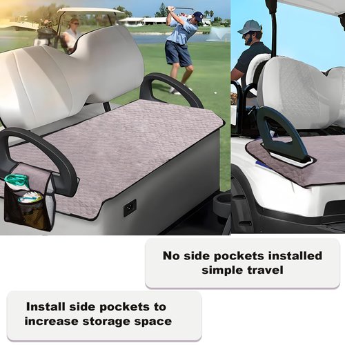 Golf Cart Seat Covers,Waterproof Golf Cart Seat Blanket with 4 Side Pockets Nonskid Bottom,Universal Travel Sports Cart Seat Cushion Covers for for EZGO,Yamaha Club Car and 2 Person Seats Club Car