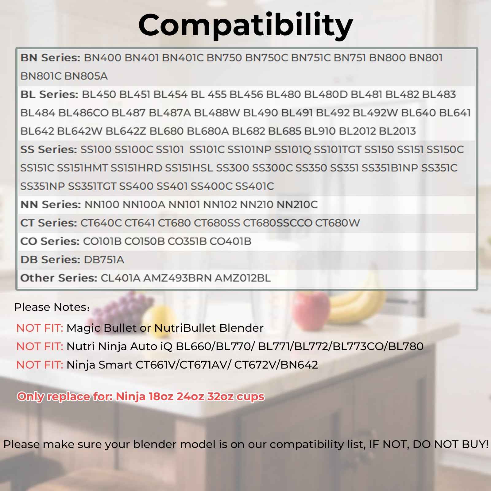 2 Pack Blender Cups Replacement For Ninja,24oz Blender Cups with Sip & Seal Lids Compatible with Ninja BL450 BL456 BL480 BL482 BL640 BL642 BL682 BN401 BN751 BN800 BN801 BL2012 BL2013 SS101 SS151
