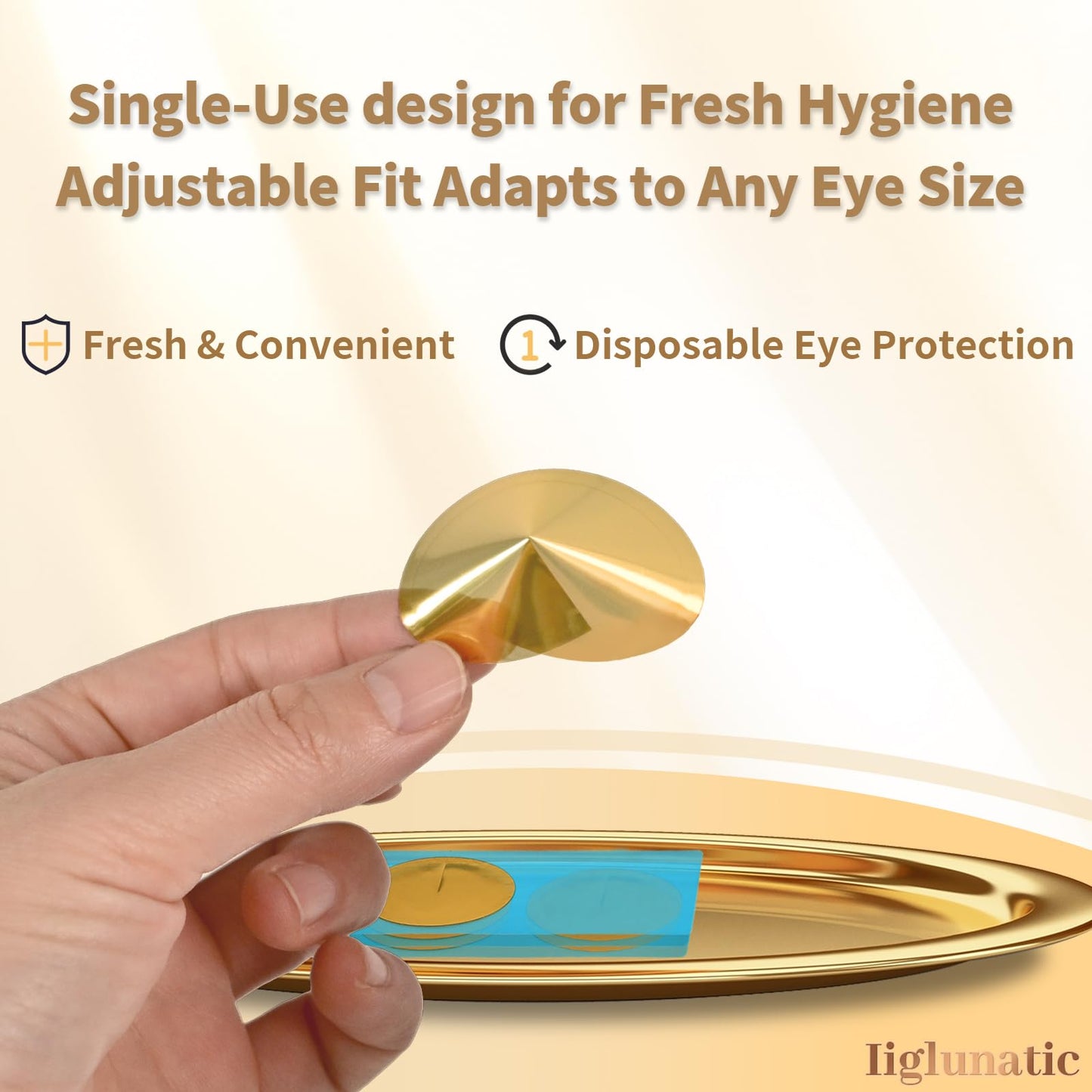 Iiglunatic Tanning Goggles, Tanning Eye Protection 50sets - Latex-Free Disposable for Stand-Up Tanning Beds, Salon & Home Use_Gold