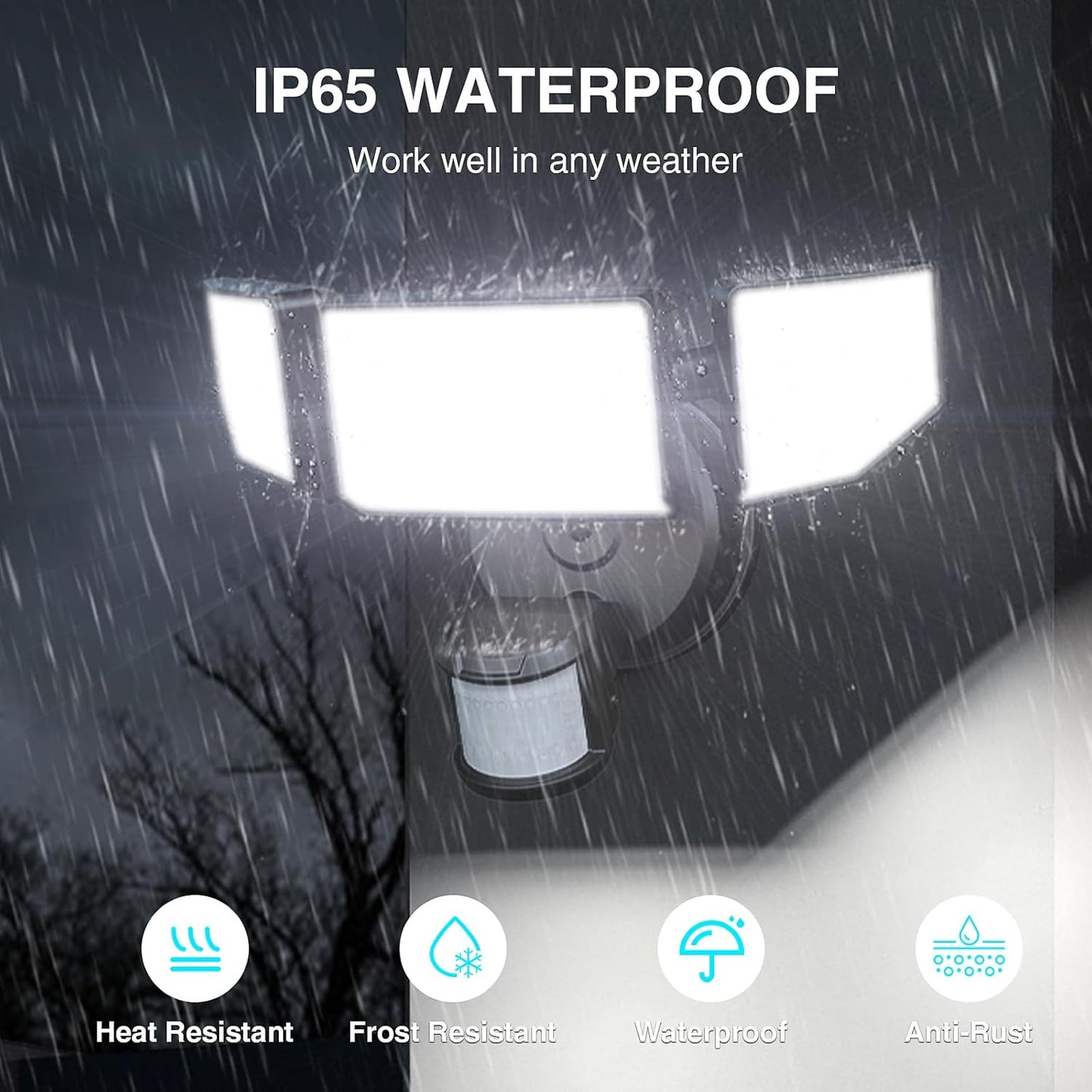 85W LED Motion Sensor Security Light - 8500LM Dusk to Dawn, 3-Head Waterproof Floodlight for Garage, Yard & Porch