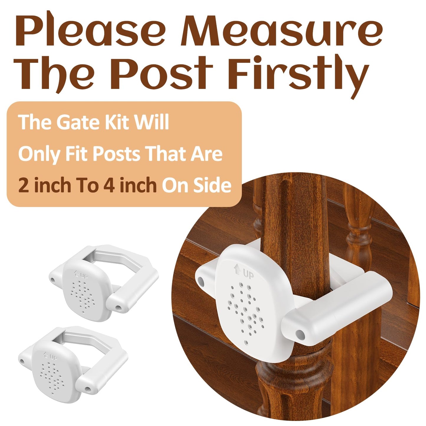 Baby Gate Banister Adapter:2Pcs Baby Stair Gate Kit Stair Post Fitting Kit Babys Gates for Stairs, Safety Stair Adapter Fit for Stair Gate Against Stairs Posts (Not Include The Gate)