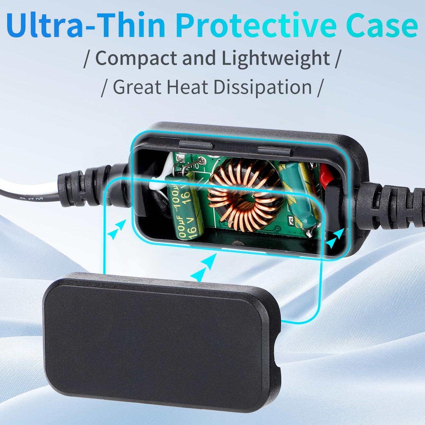 DROK 12V to 5V Converter, DC 8-32V to 5V Buck Converter 12V DC Power Supply 3A, Voltage Regulator for RV Solar Panels