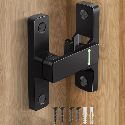 90/180 Degree Barn Door Lock, Small Flip Gate Latches Protect Privacy Sliding Door Latch Lock for Swing Door, Cabinet, Bathroom, Garden, Window, Outdoor