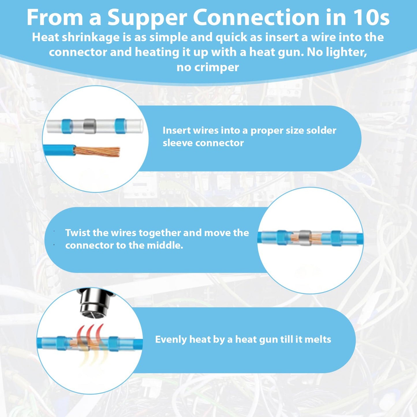 5 Sizes, 180 Pieces - Heat Shrink Butt Connectors, Solder Seal, Waterproof Self Shrink Electrical Connector Kit- for Wiring, Soldering, Marine, Automotive