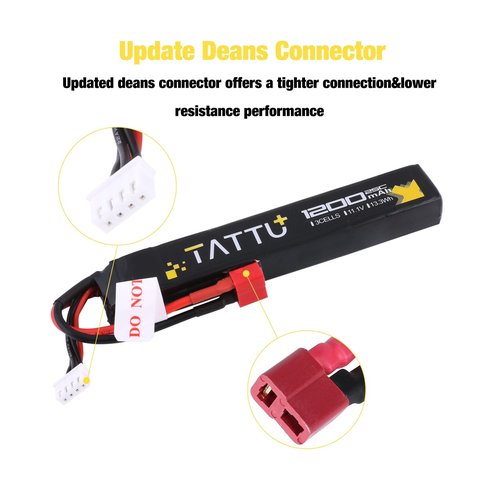 TATTU 11.1V LiPo Airsoft Stick Battery with T Connector,3S 1200mAh 25C Battery Pack for Airsoft Gun