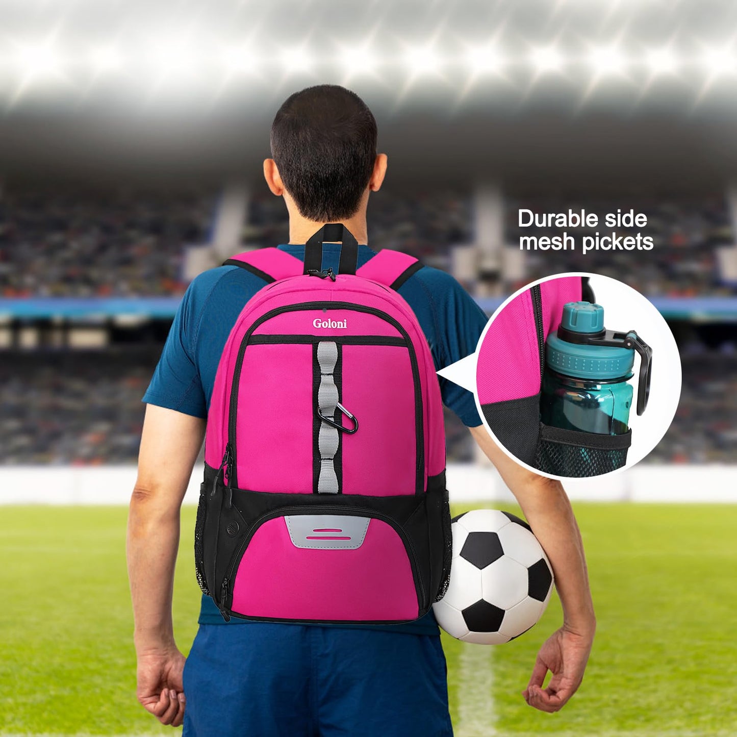 Goloni Youth Soccer Bag,Basketball Bag with Ball Compartment & Shoe Compartment,Backpack for Football Volleyball Basketball
