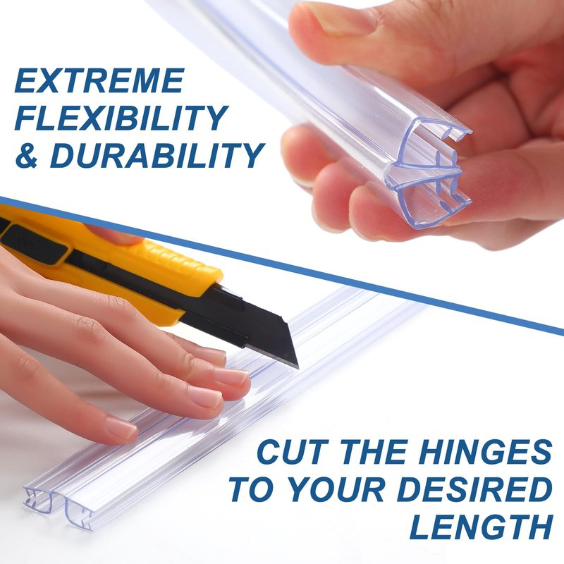 Maasechs 3 Pcs Golf Cart Living Hinge Retaining Clips Kit Include 1 Pcs 48 Inch Clear PVC Windshield Hinge 2 Golf Cart Window Clips for 1/4" Plexiglass Material Acrylic Panels