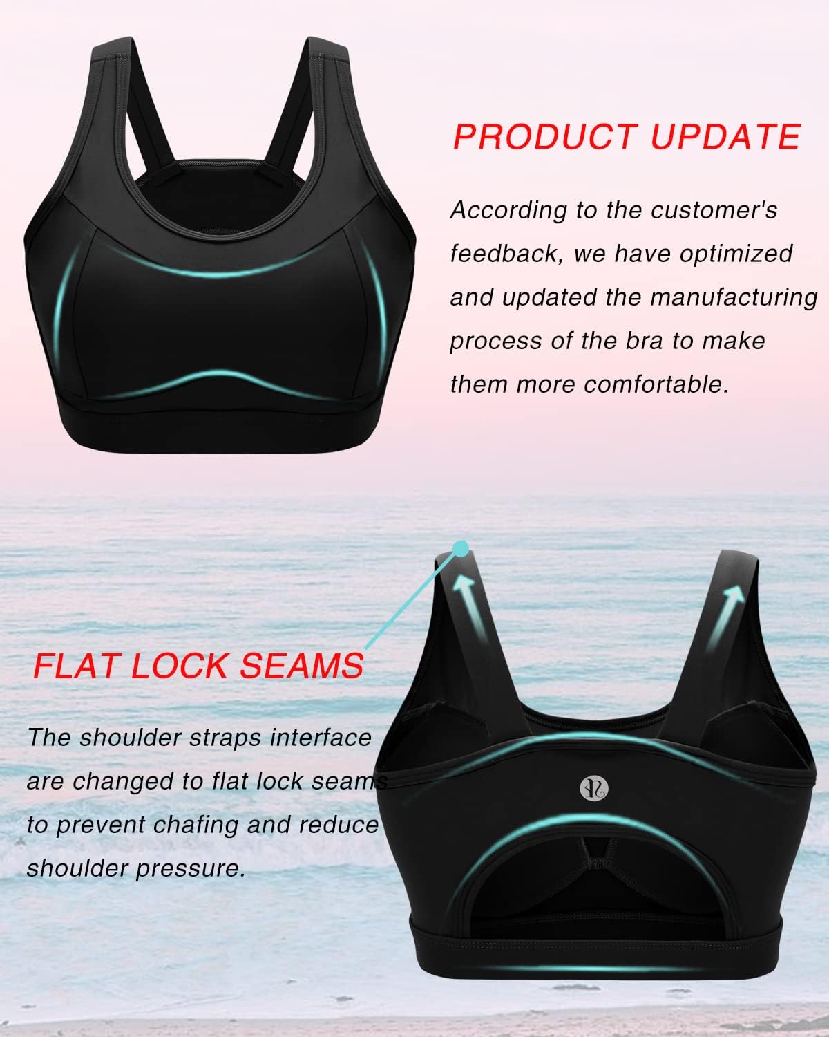 RUNNING GIRL High Impact Sports Bra - Racerback Workout Crop Top for Women | Comfortable & Supportive