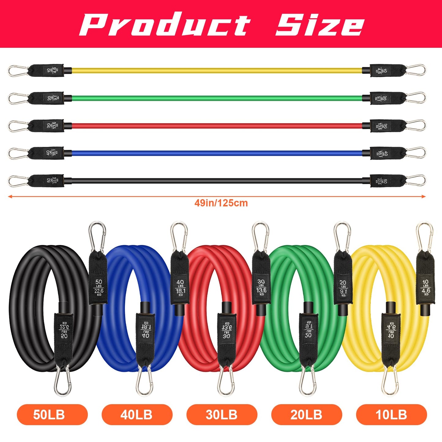 Anglecai Baseball Exercise Bands 150/200/250/300 lbs Strength Training Equipment with Door Anchor and Ankle Straps, Training Aid for Softball