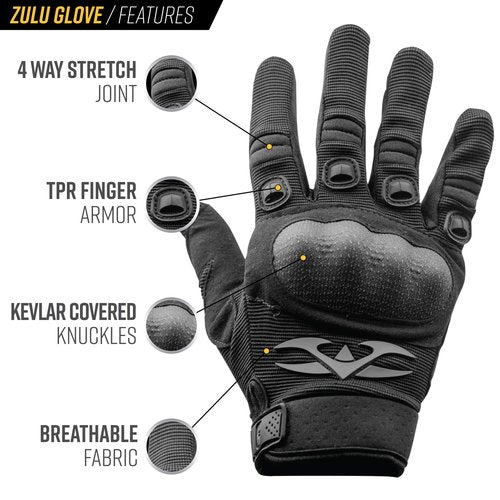 Valken Zulu Tactical Gloves (Black - Large)