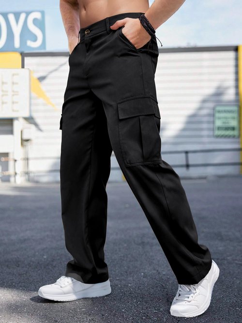 Comdecevis Mens Casual Gym Sweatpants Golf Cargo Jogger with Pockets Stretch Workout Jogging Pants Black XL