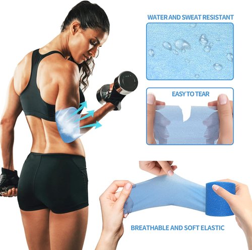 Admitry Pre Wrap Tape - Athletic Foam Underwrap for Sports | 3 Rolls x 22 Yards, Blue