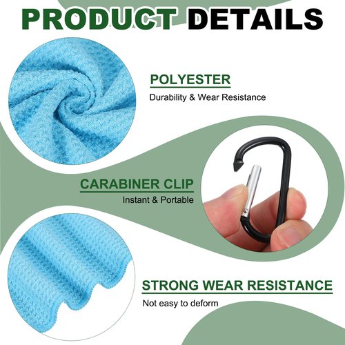 YELARXI Golf Towels, Golf Towel with Clip Waffle Pattern Tri-fold Portable - Fitting for (Bags - Gifts - Cleaning Accessories - Men/Women) 3 Pack & 16 Inch & Blue/Sky Blue/Navy