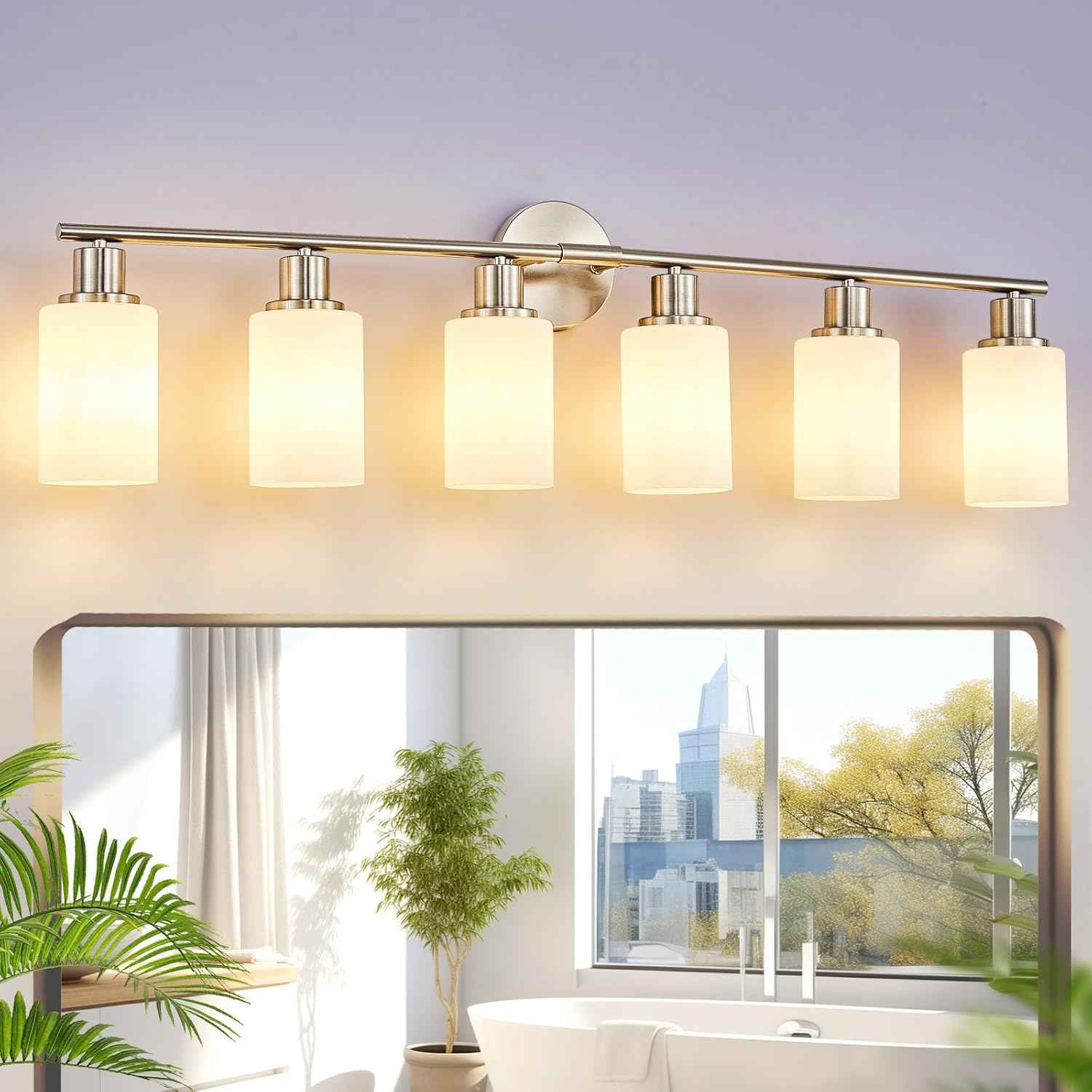 Modern Black 3-Light Bathroom Vanity Light Fixtures with Clear Glass Shades - 2 Pack