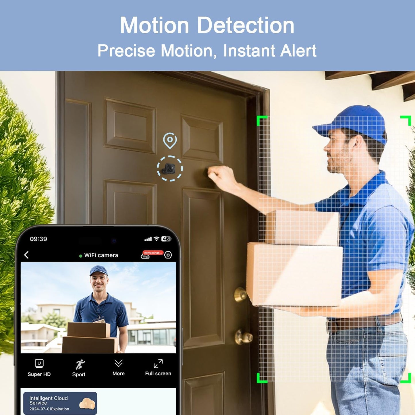 2K Wireless Hidden Camera - Mini Nanny Cam with Free Cloud & SD Storage, Magnetic Mount