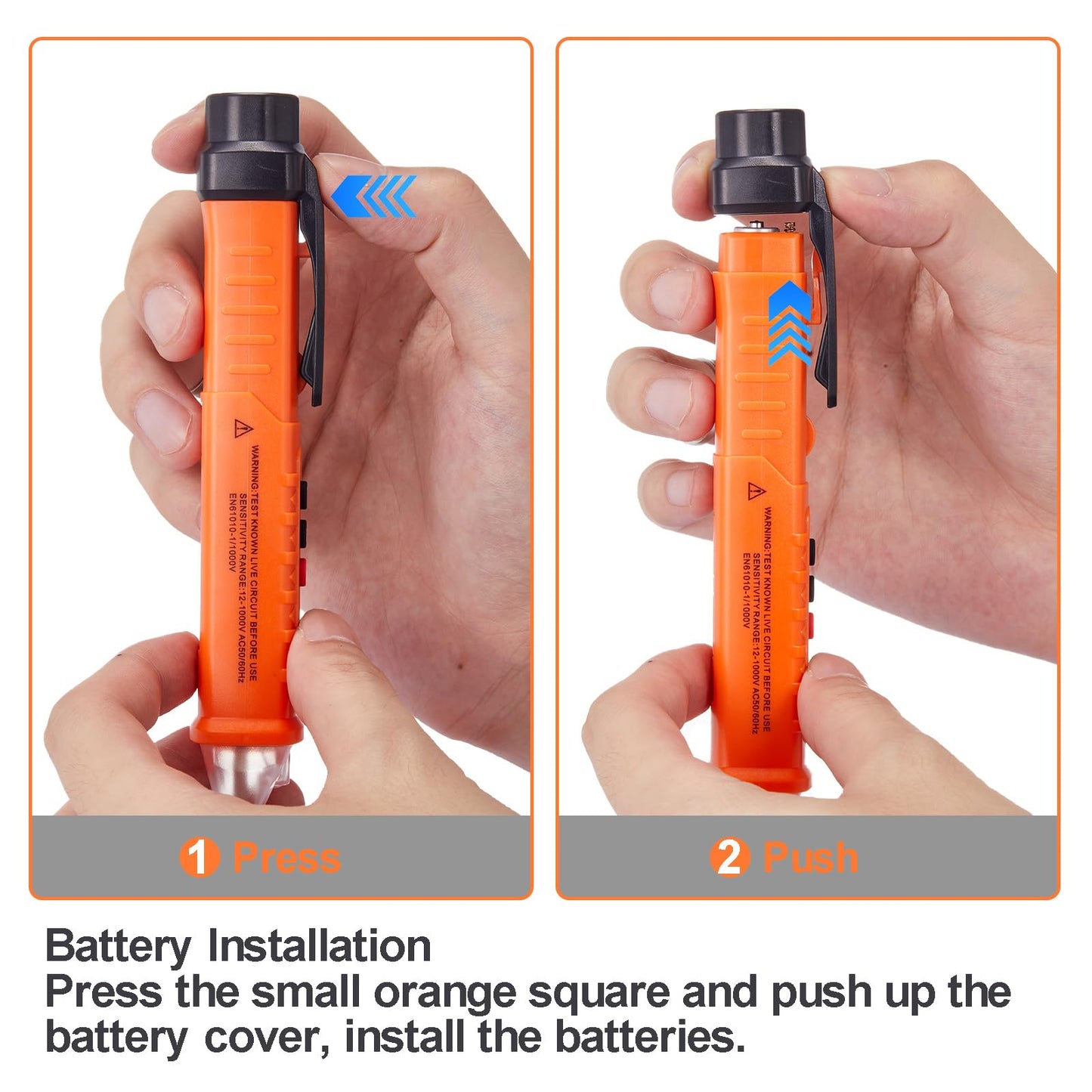 2 Pack Non-Contact Voltage Detector, Voltage Tester Electrical Tester, AC 12V/48V/70V-1000V, Wire Tester with Buzzer Alarm and Flashlight, Wire Breakpoint Finder, Orange & Red