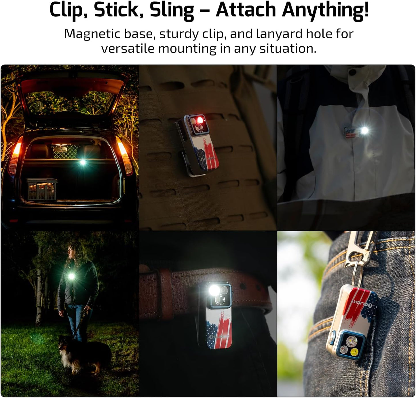 OLIGHT Oclip Pro Rechargeable EDC Flashlight - 500 Lumens, Magnetic Clip-On Light for Outdoor & Indoor Use
