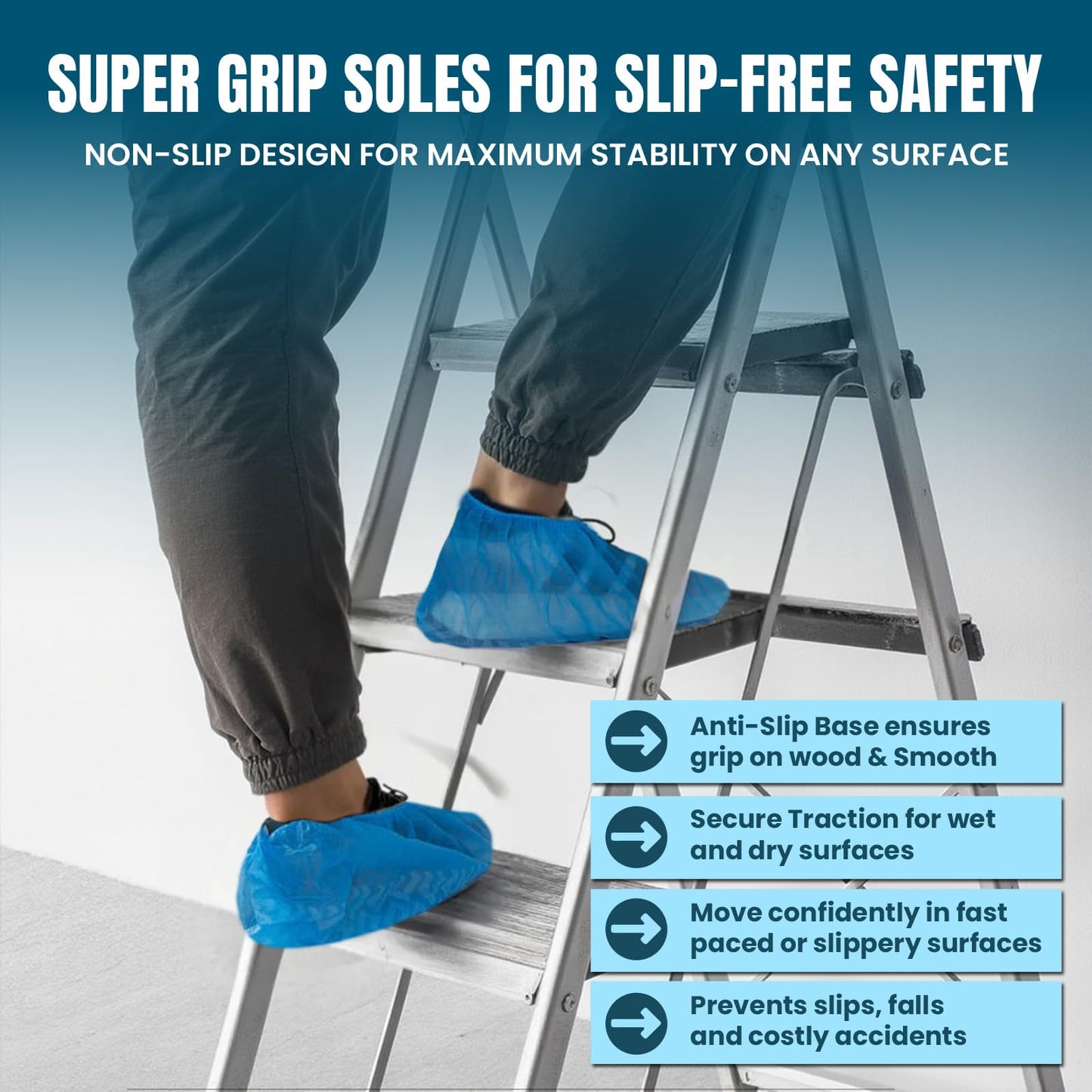 Alvexa Shoe Covers Disposable Non-Slip, Large 50 Count, Premium Cloth Boot Covers, Slip-Resistant, Durable, Breathable, Non-Toxic, Recyclable booties for shoes covers – Fits Men 11/Women 13 – Blue