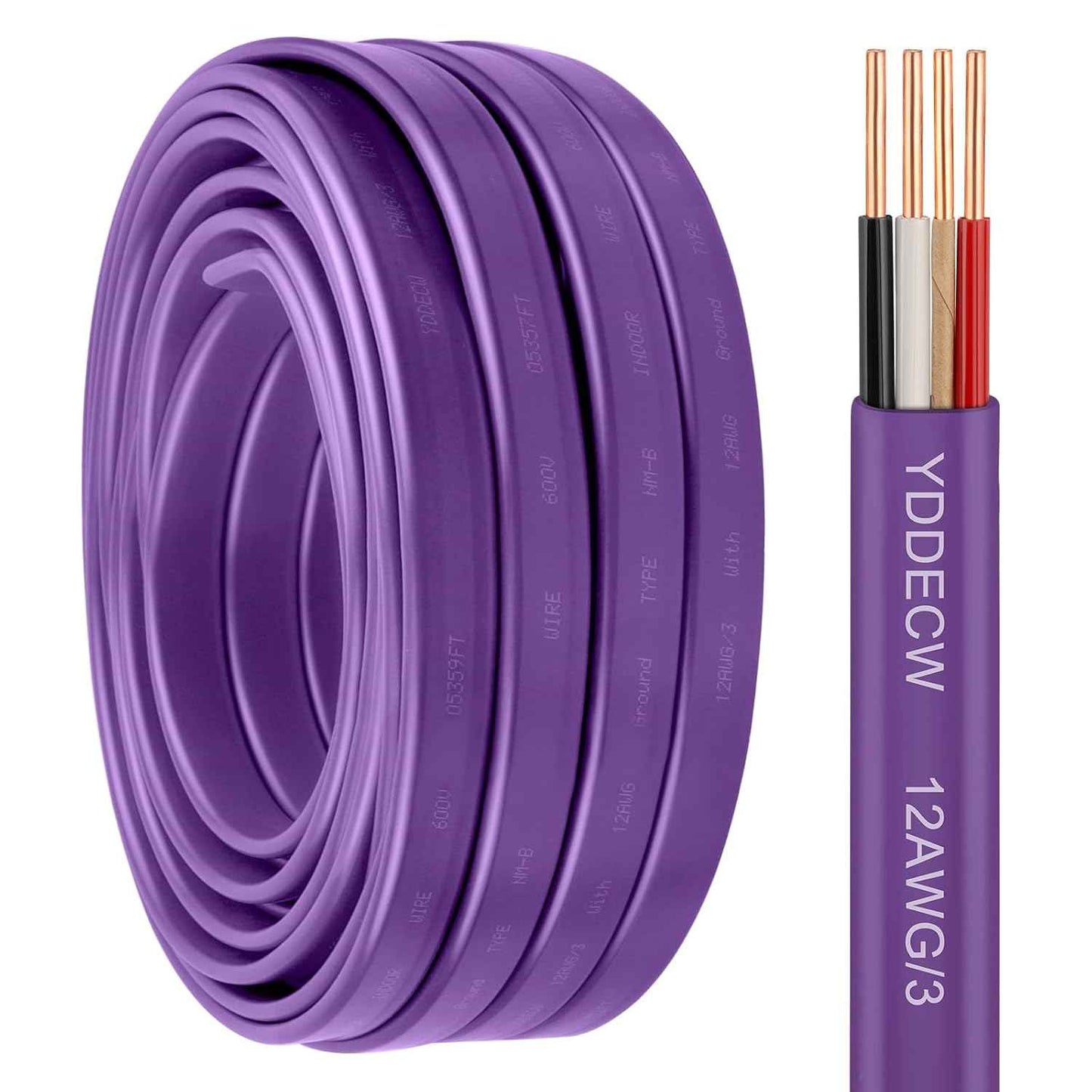 14 Gauge NM-B Wire with Ground - 50FT Pure Copper Indoor Electrical Cable for Outlets & Switches