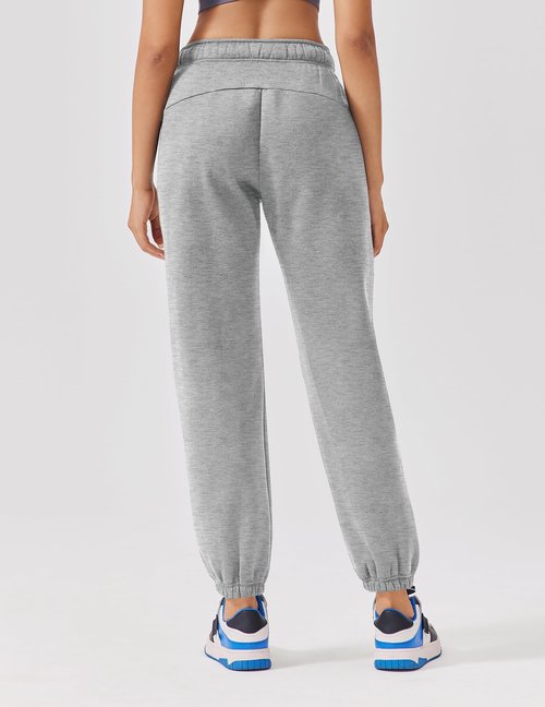 PINSPARK Womens Fleece Sweat Pants High Waisted Jogger Sweatants Casual Cinch Bottom Athletic Pants with Pockets Warm Workout Running Pants PL Heather Grey