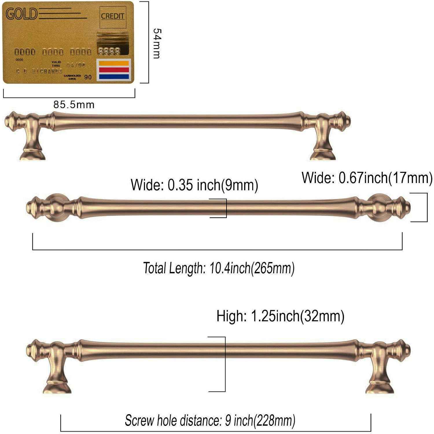 Champagne Bronze Kitchen Cabinet Handles - 6 Pack 9 Inch Pulls for Cupboards & Drawers