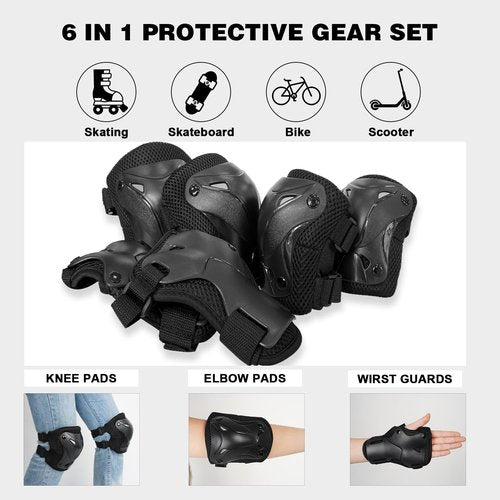 AIDY-PRO Roller Skate Pads Adult Knee And Elbow Pads For Roller Skating, Wrist Guards Skateboarding Protective Gear Adult Knee Pads For Men Women Skating Pads L