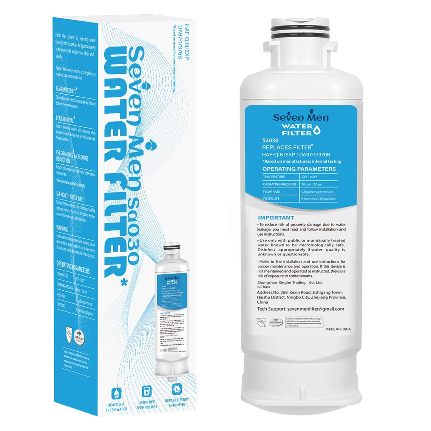 DA97-17376B Water Filter for Sam&sung Haf-qin/exp, Rf28t5001sr, Da97-08006c, Rs27t5200sr, Rf28r7351sg, Rf24r7201sr, Rf27t5201sr, 1Pack.