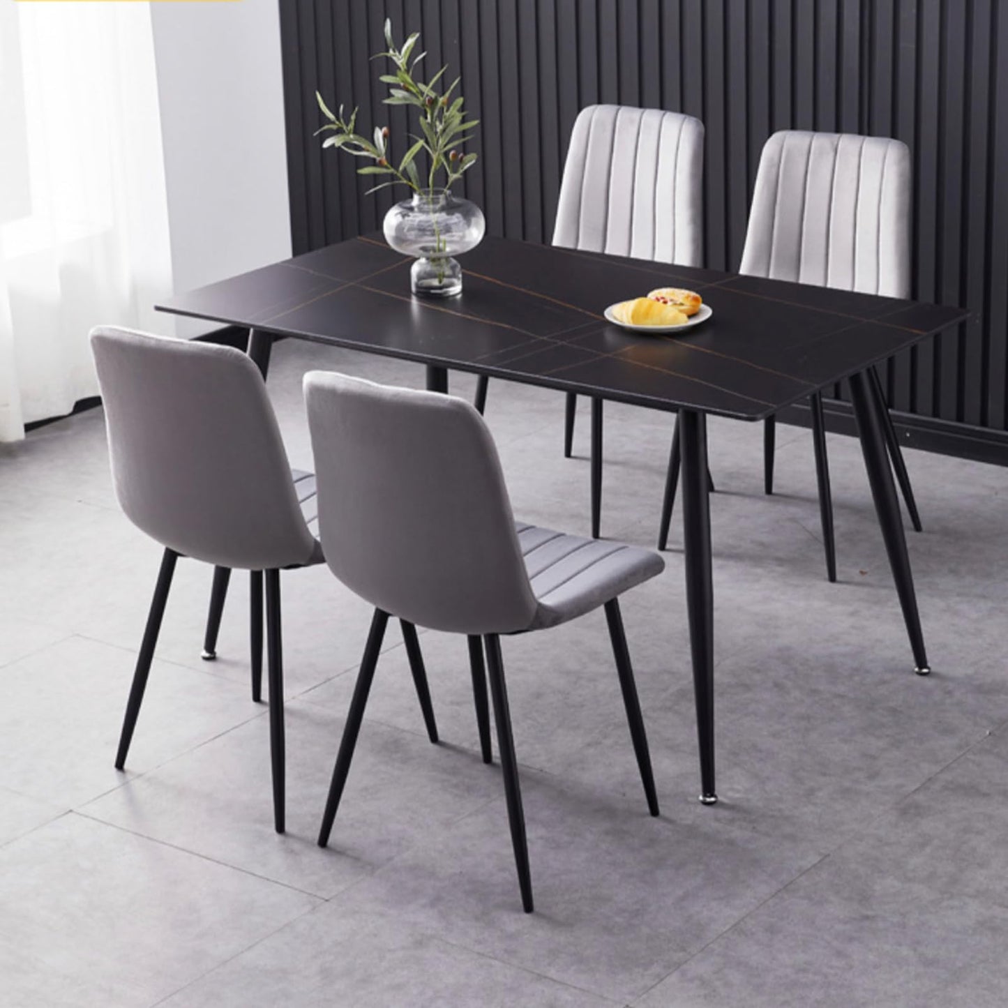 DEYEGELEA Modern Desk Frame 28" Industrial Metal Legs with Suction Cups, 6-Person Dining Table, 1500 lbs Weight Capacity. Available in Black with Dining Table Base Only