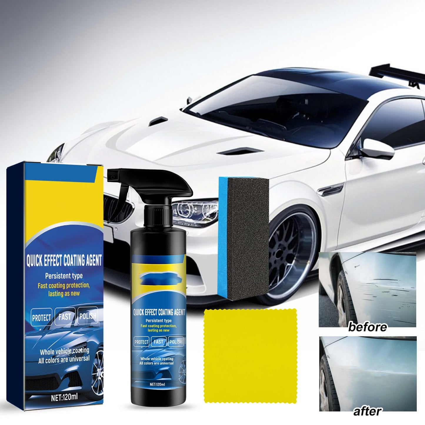 Theraftern Car Coating Spray, advanced car quick-acting coating agent spray,Quick Effect Coating Agent for Car, 3 in 1 High Protection Quickly Car Coating Spray, Waterless Wash Coat Wax (2)