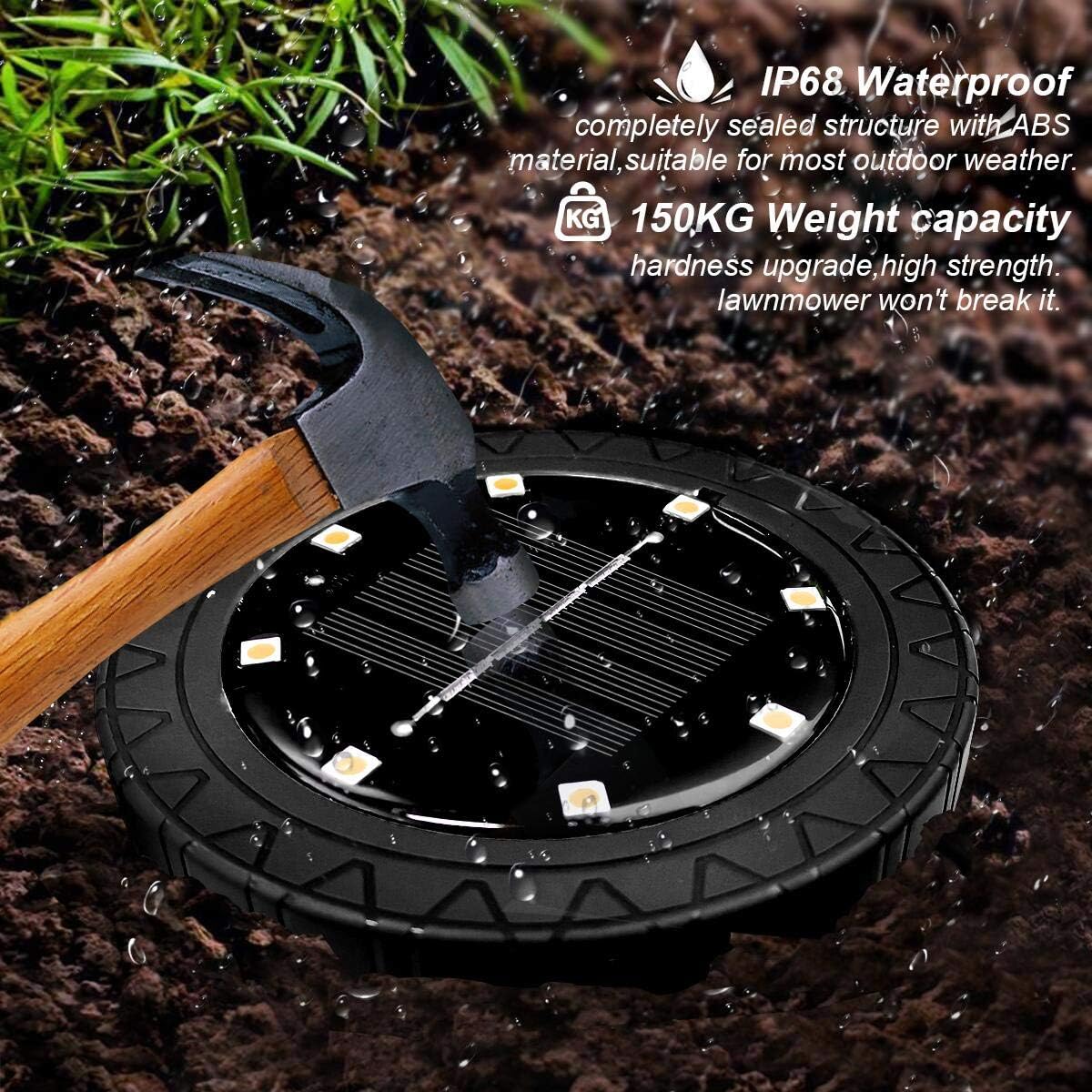 12 Pack Solar Powered LED Ground Lights - Waterproof Decorative Garden Pathway Lighting