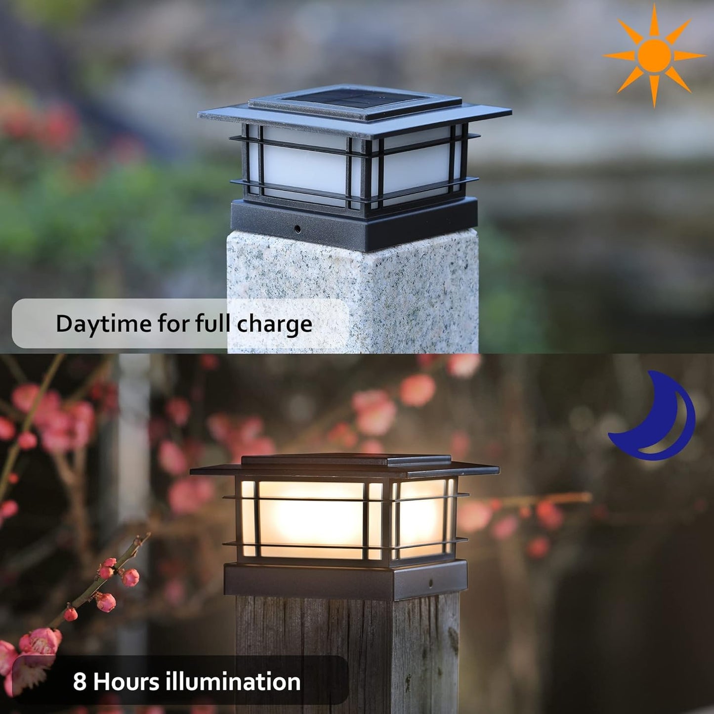 Solar Post Cap Lights - 6 Pack Outdoor Fence Lights for 4x4, 5x5, 6x6 Posts - Bright Warm White LED Decor for Garden & Patio