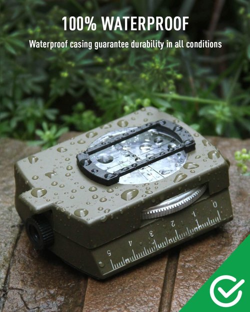 Eyeskey Tactical Survival Compass - Waterproof & Impact Resistant | Lensatic Sighting with Lanyard & Pouch