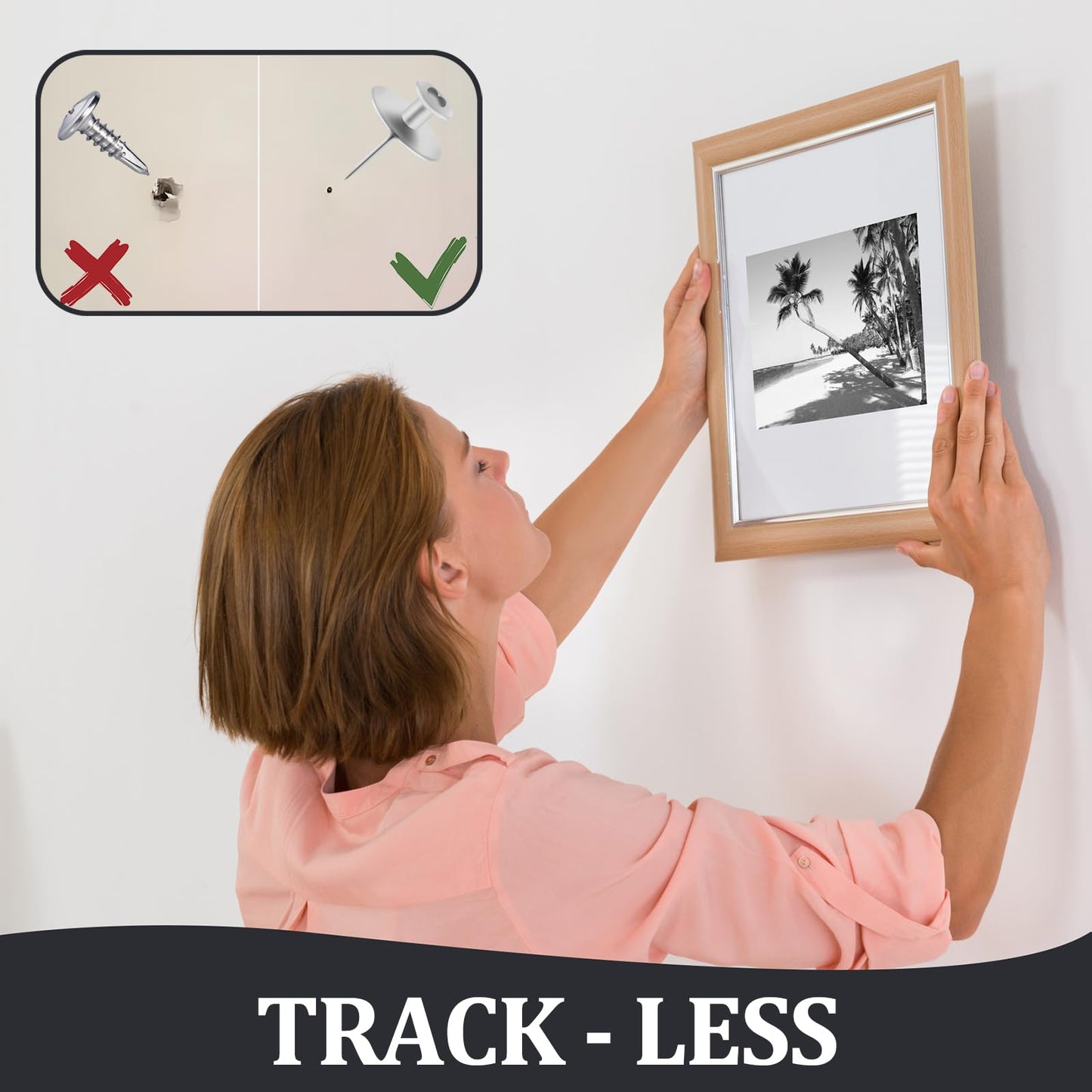 Picture Hanging Nails, 45 Pack Double Headed Push Pins Wall Thumb Tacks for Drywall , Art, Posters, Photos, Hanging Kit with Nails & Hooks