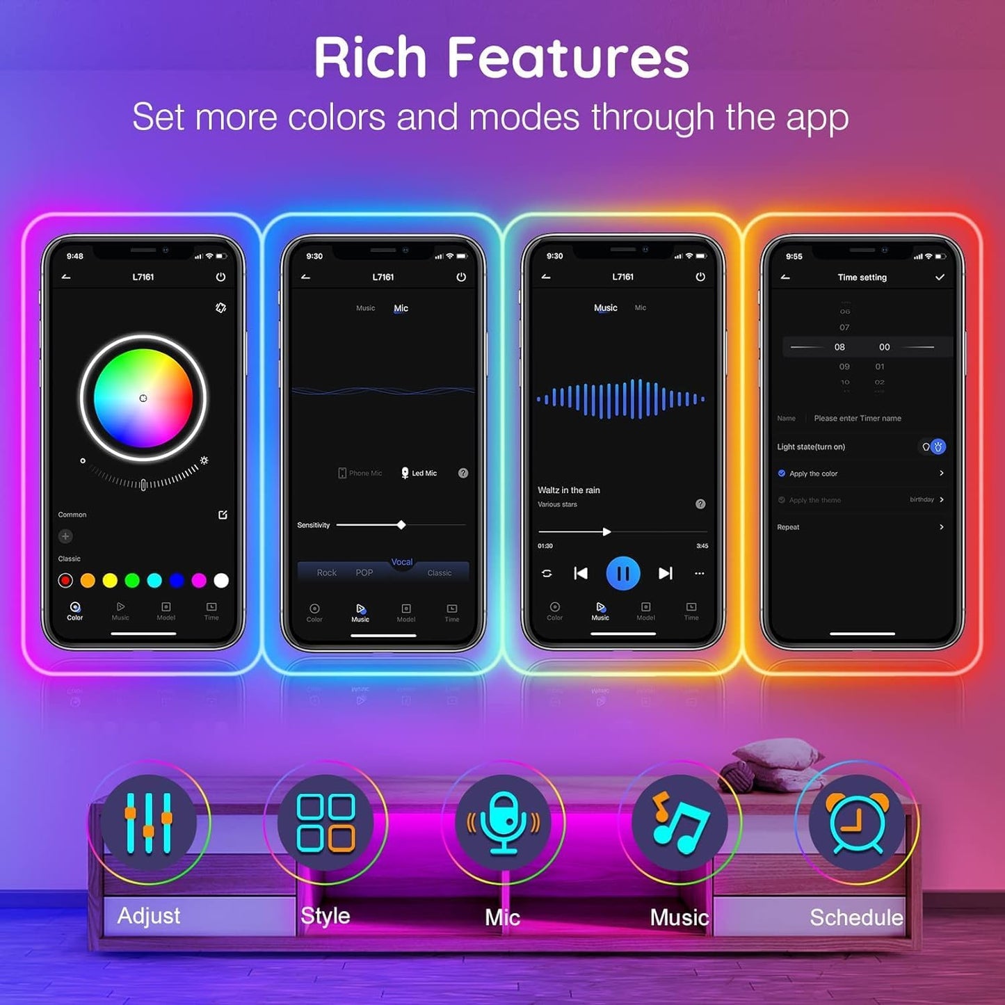 60FT SINLEY LED Neon Rope Lights - App/Remote Control, Waterproof RGB for Indoor/Outdoor Use