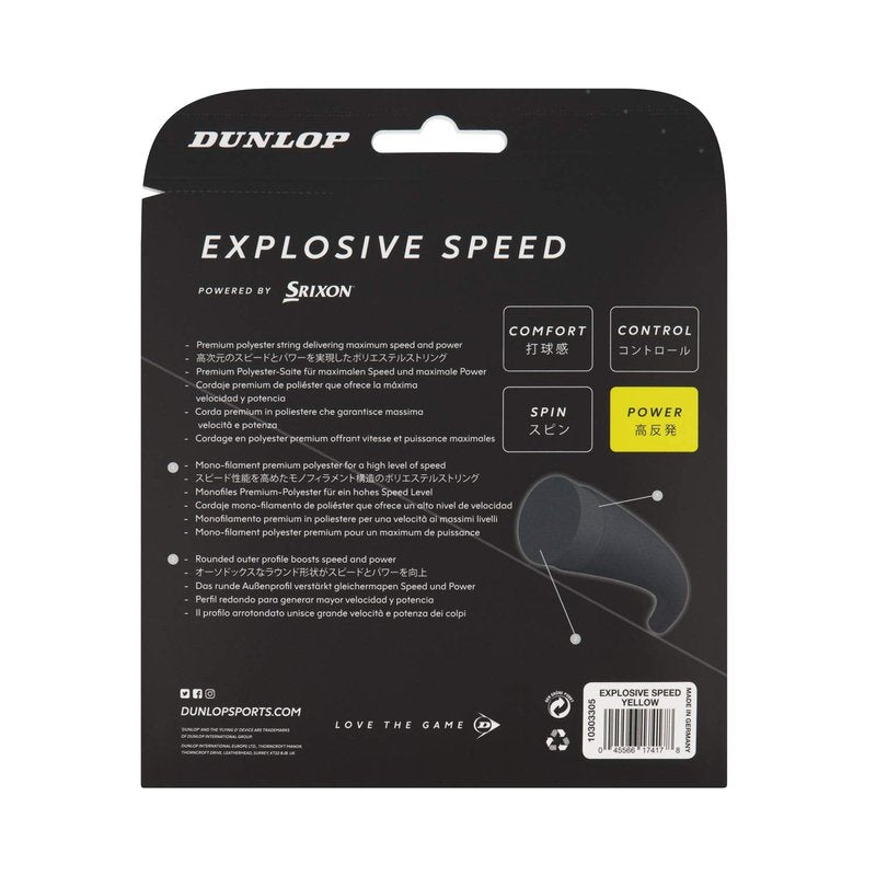 Dunlop Sports Explosive Speed Tennis String, Yellow, 17g, 1 Set