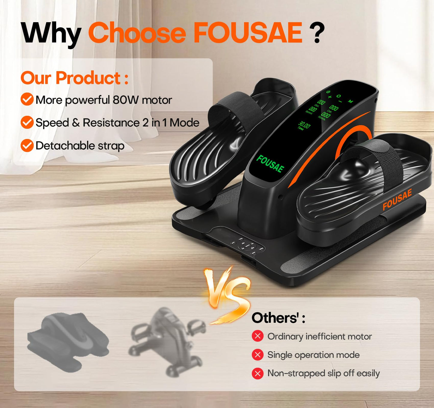 Under Desk Elliptical Machine, Upgraded 6 Adjustable Resistance &15 Speeds Electric Elliptical Leg Exerciser while Sitting for Seniors with Forward & Reverse Direction, Touch Screen and Remote Control