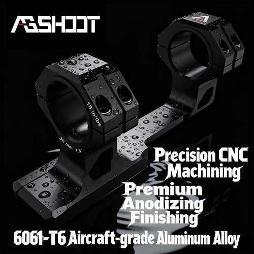 AGSHOOT Precision Super Lightweight Cantilever Picatinny Scope Mount, 30mm Tube with 1 Inch Adapter, 1.5" Center Height, 4.76oz