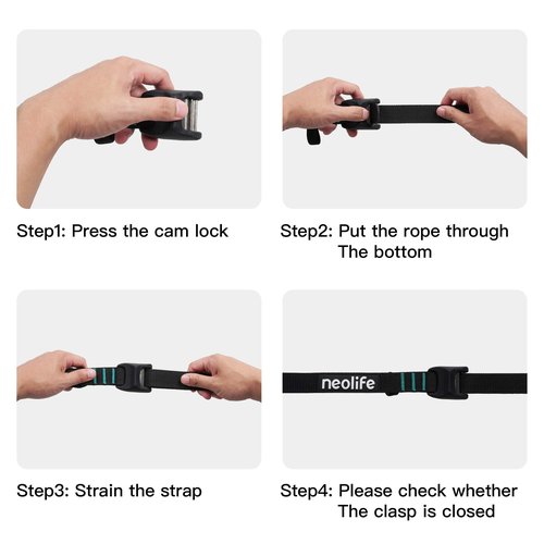 WONITAGO Premium 'No Scratch' Silicon Tie Down Cam Straps for Surfboards, Kayaks, SUP Paddleboards, Canoes, Snowboards 12ft (Pair)