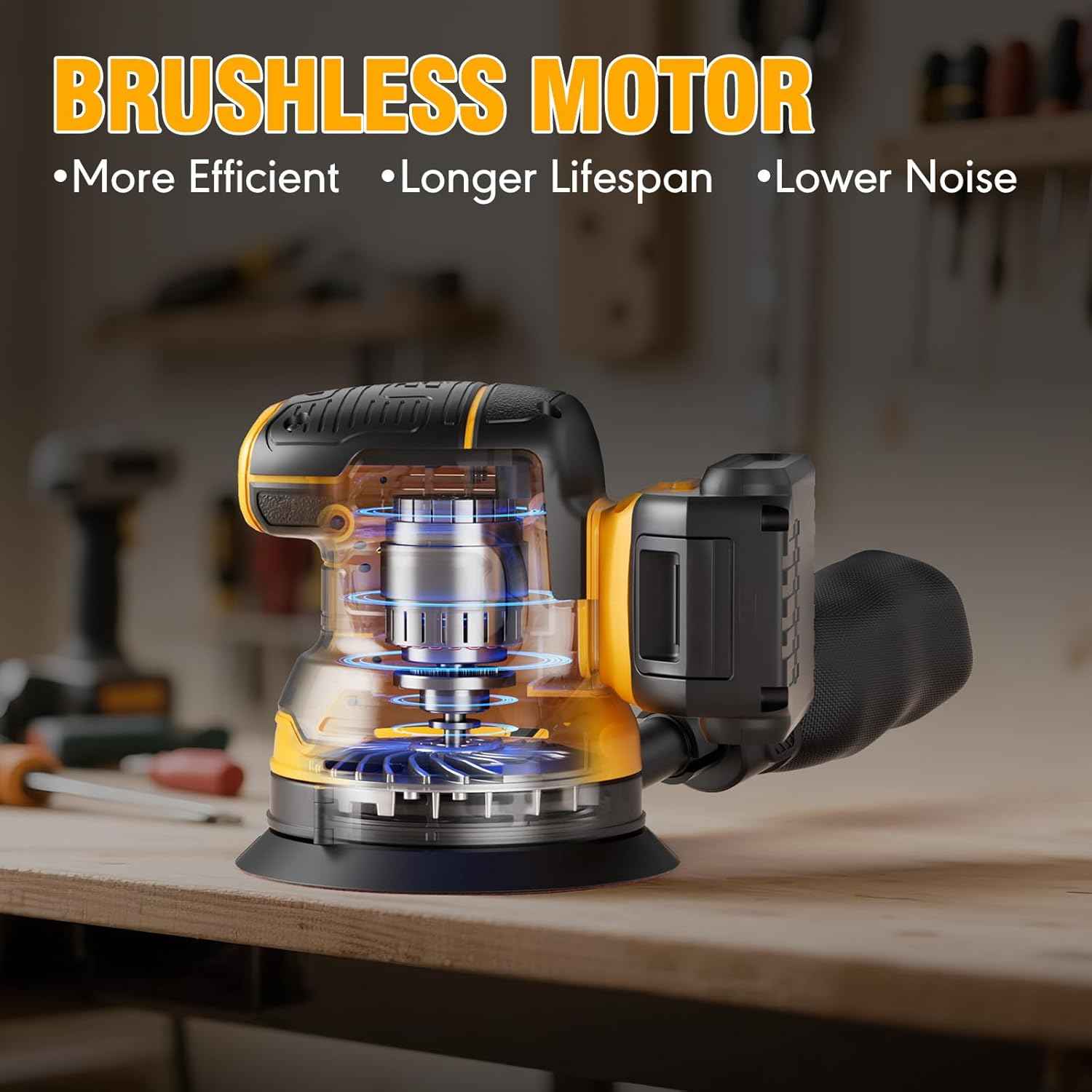 Dewalt 20V Cordless 5" Random Orbital Sander with 10 Sandpapers & Dust Collector