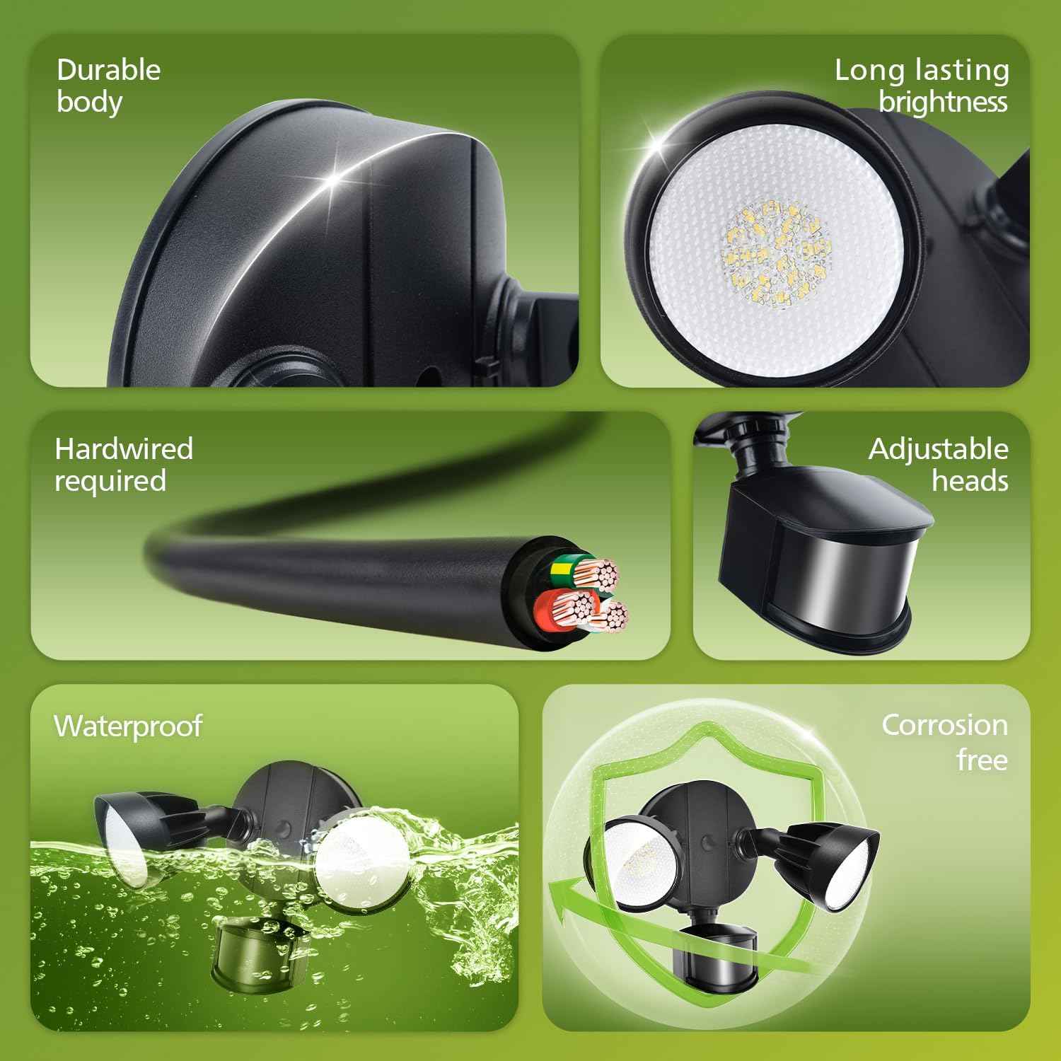 Philips 44W LED Outdoor Security Light with PIR Motion Sensor - 4200 lm, 5000K, Waterproof, Dusk to Dawn, Dual Heads