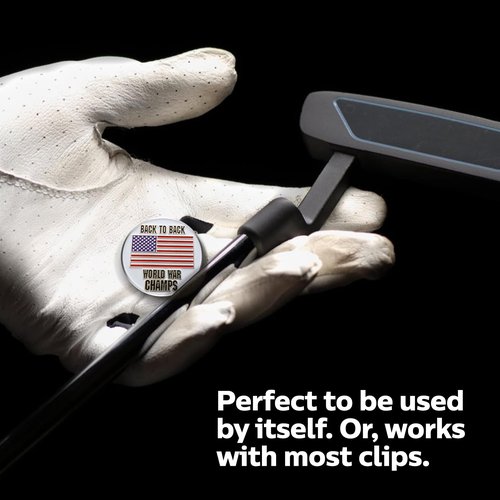 HODL 21 Back to Back World War Champs - Golf Ball Marker - Value Pack of 3 American Flag Golf Ball Markers - Magnetic Novelty America Golf Ball Markers - USA Golf Ball Markers - Lot of 3