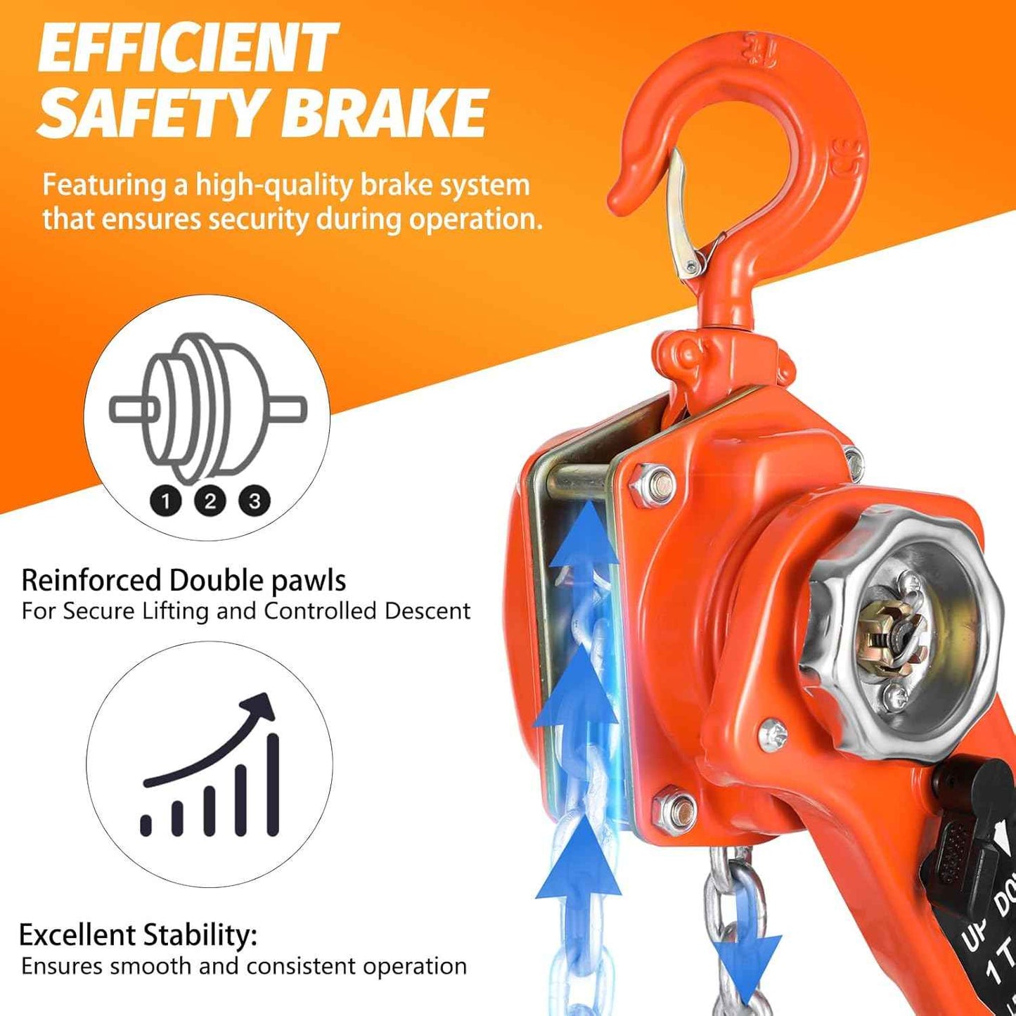 1 Ton Lever Chain Hoist - 10FT Manual Ratchet Puller with 2 Hooks for Garage & Warehouse