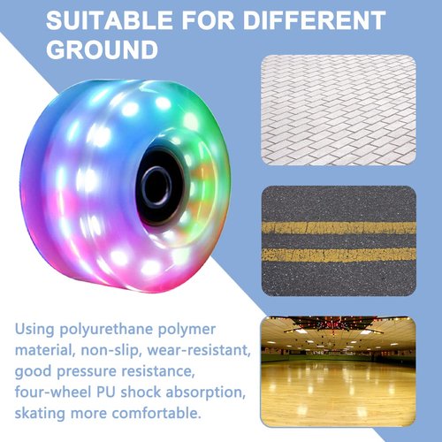 Tanzfrosch 8 Pack Roller Skate Wheels with Bearings Installed Quad Light Up Wheels for Double Row Skating and Skateboard 82A 32mm x 58mm