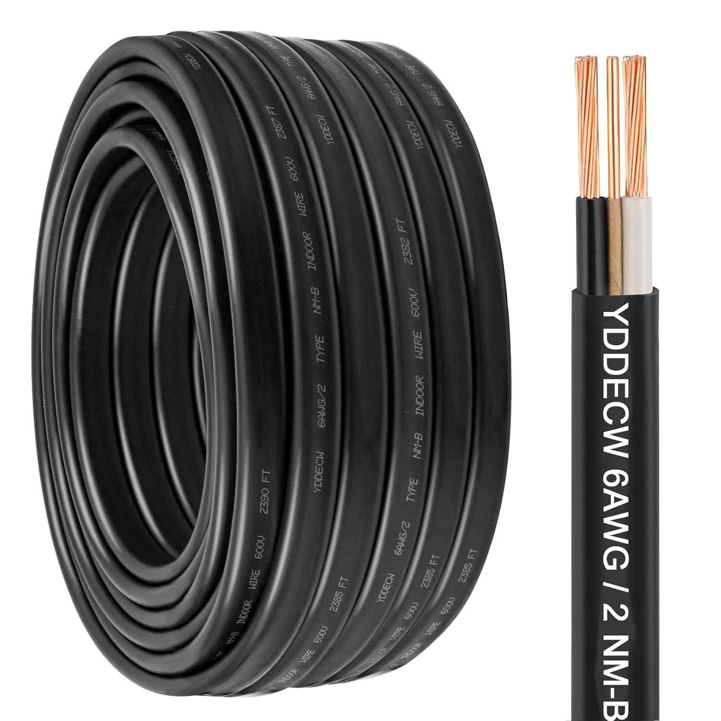 14 Gauge NM-B Wire with Ground - 50FT Pure Copper Indoor Electrical Cable for Outlets & Switches