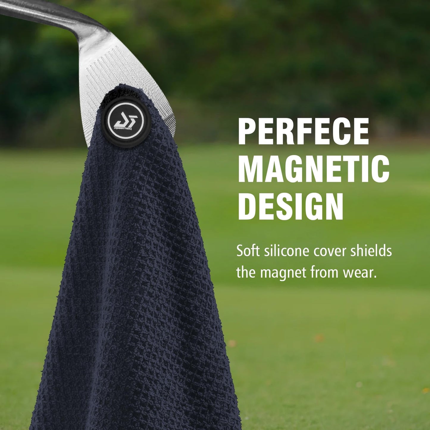 Dragon tiger Magnetic Golf Towel – 23.6"x15.7" Microfiber Waffle Weave with Magnet & Carabiner, Ultra Absorbent for Clubs, Bags & Carts, (Red)