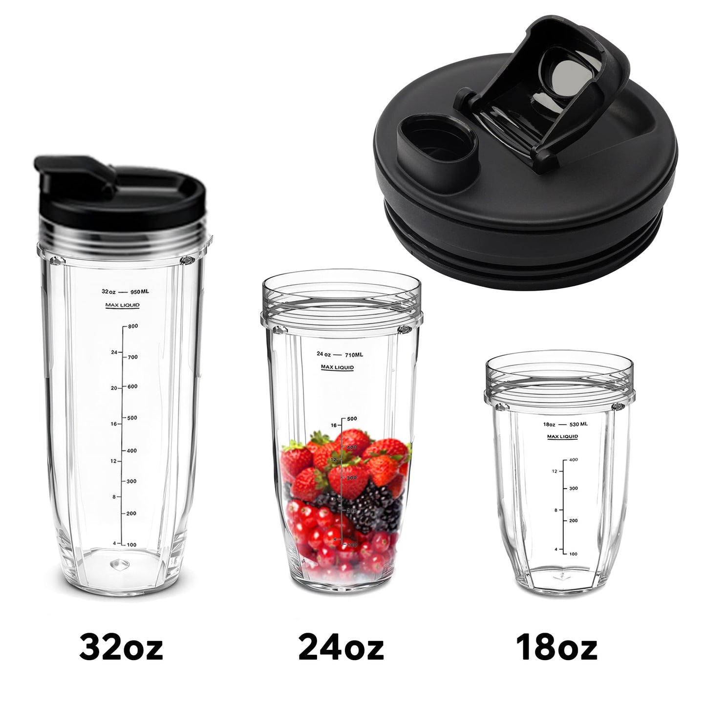 2Pcs Replacement Part Lids for Ninja Blender, 3.35" Inner Diameter, Sip Seal Spout Lids Compatible with Ninja 18oz 24oz 32oz Cups, Fit for Ninja Auto-IQ BL450 BL480 BL490 BL640 BL680 BN400 BN750 BN800