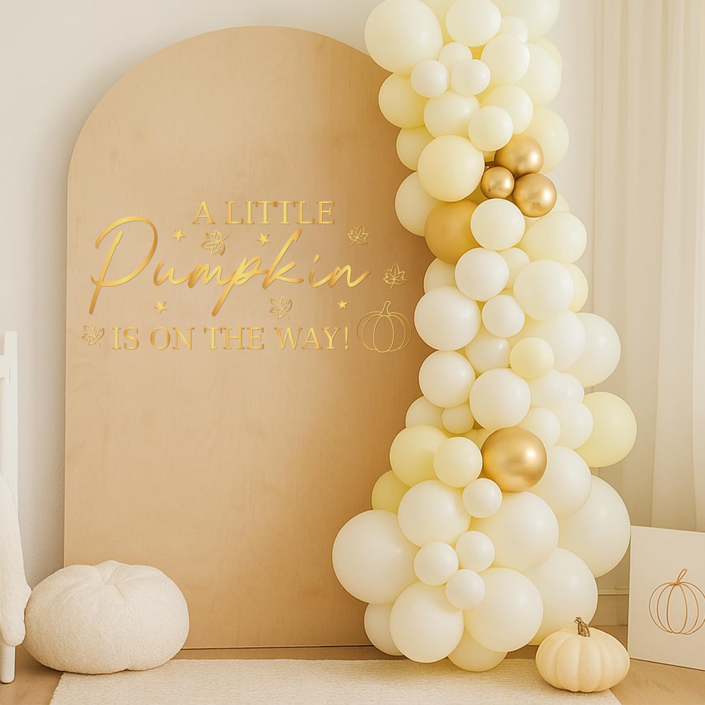 Aposwow Pumpkin Baby Shower Decorations - A Little Pumpkin is on The Way Sign Decal, Wall Stickers for Balloon Arch Backdrop Decor, Fall Gender Reveal Party Decorations