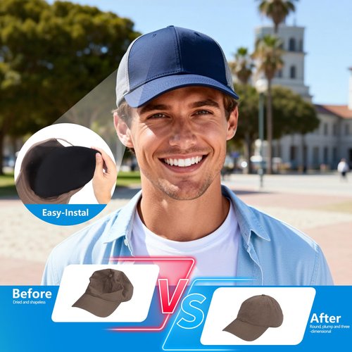 Certihiamken 3-Pack Hat Shaper Cap Holders – Mesh Ventilation, Strong Shape Retention, Reusable & Machine Washable, Easy-Install Baseball Cap Inserts Black