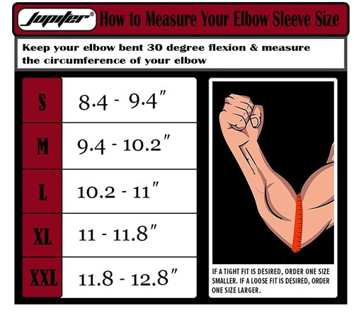 Jupiter Elbow Sleeves (Pair),Support for Squat,Weightlifting,Powerlifting,Basketball and Tennis,5mm Neoprene Compression Brace for Both Women and Men (Large)